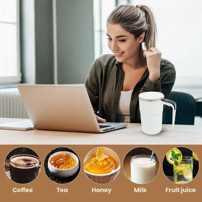 Magnetic Stirring Mug Electric Rechargeable Self Stirring Cup with LCD Thermometer