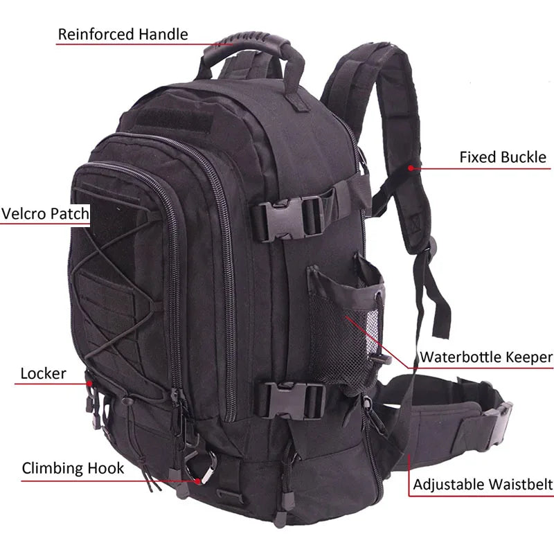 Military Tactical Backpack – 65L MOLLE Army Rucksack