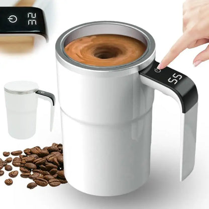 Magnetic Stirring Mug Electric Rechargeable Self Stirring Cup with LCD Thermometer