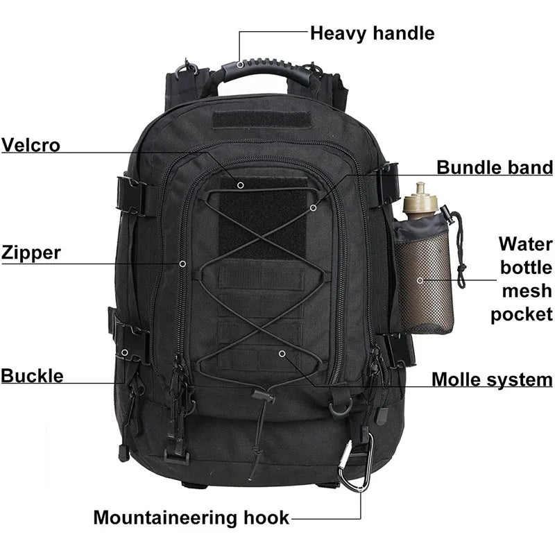 Military Tactical Backpack – 65L MOLLE Army Rucksack