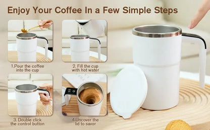 Magnetic Stirring Mug Electric Rechargeable Self Stirring Cup with LCD Thermometer