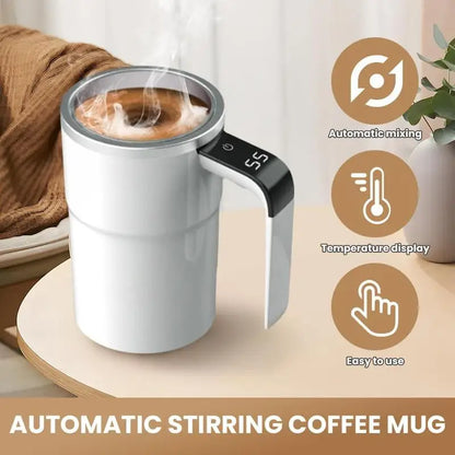Magnetic Stirring Mug Electric Rechargeable Self Stirring Cup with LCD Thermometer