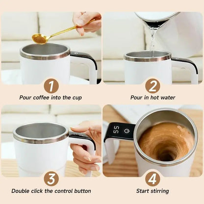 Magnetic Stirring Mug Electric Rechargeable Self Stirring Cup with LCD Thermometer