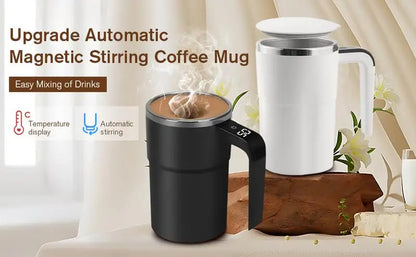 Magnetic Stirring Mug Electric Rechargeable Self Stirring Cup with LCD Thermometer