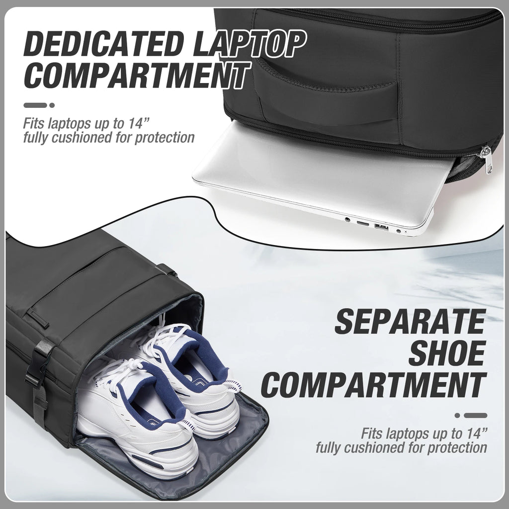 Flight-Ready Travel Backpack with Shoe Compartment